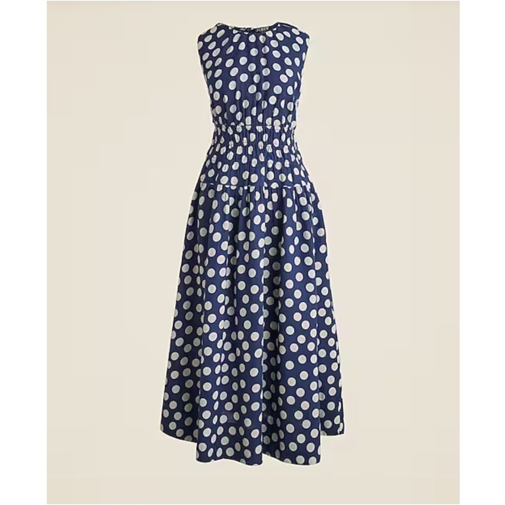 NWT J. Crew Hyacinth dress in polka-dot linen XS